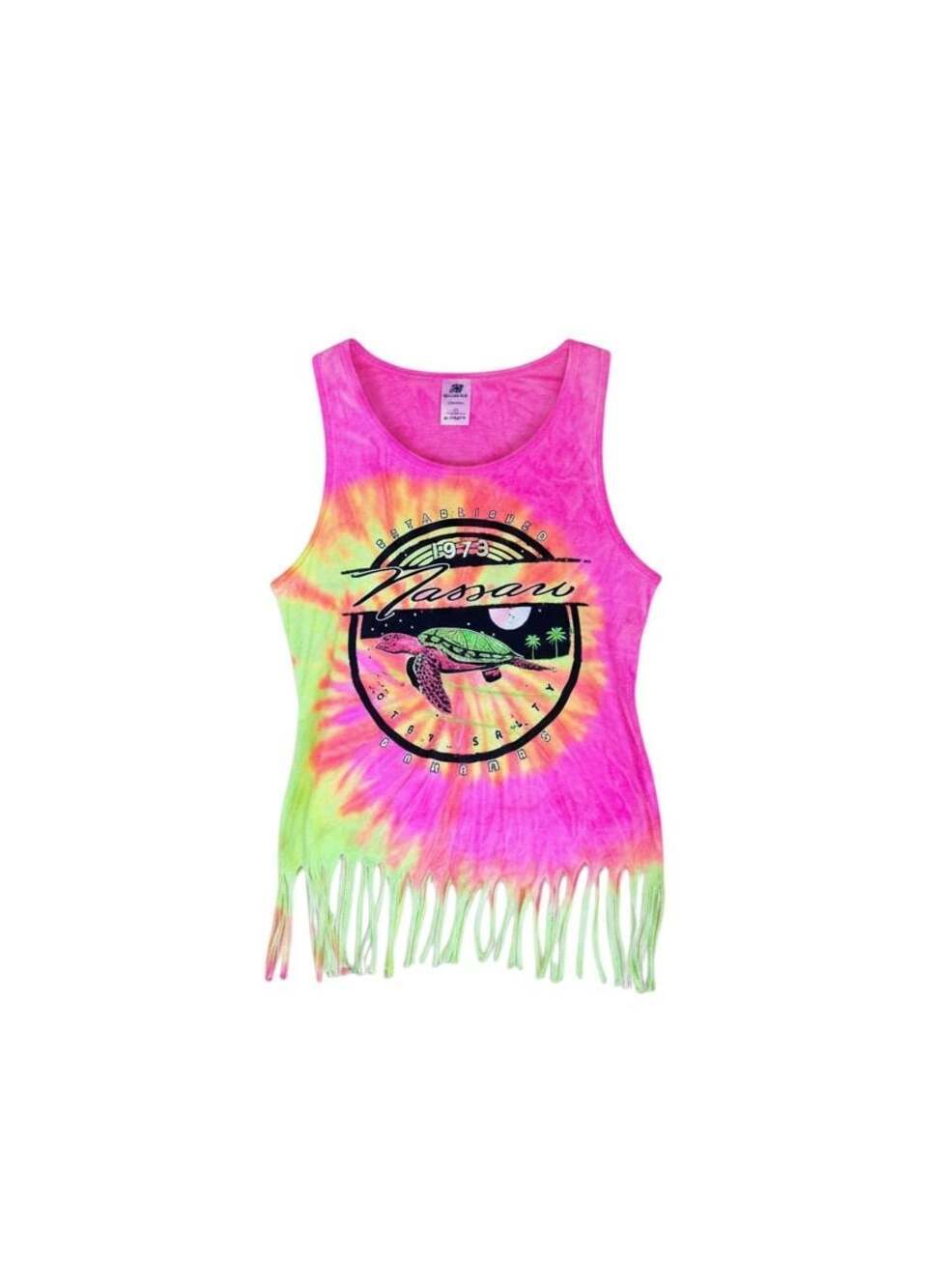 Colortone Nassau Bahamas Tie Dye Fringe Tank Beachy Size M